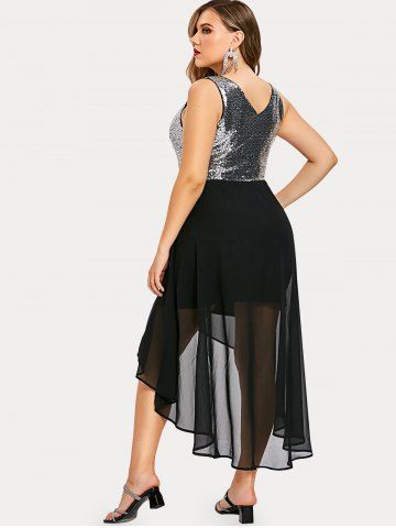 Plus Size High Low Sequins Maxi Party Dress