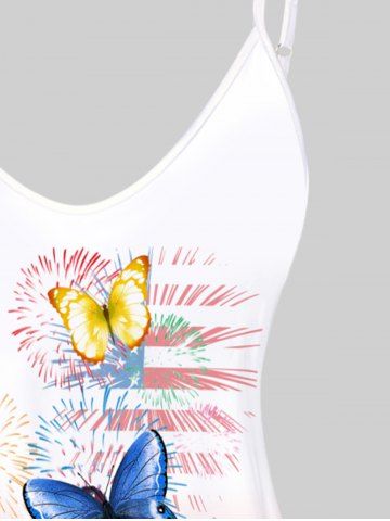 Plus Size & Curve Butterfly American Flag Ombre Tank Top