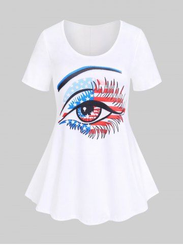 Plus Size & Curve Patriotic American Flag Eye Print Graphic Tee