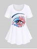 Plus Size & Curve Patriotic American Flag Eye Print Graphic Tee -  