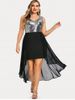 Plus Size High Low Sequins Maxi Party Dress -  