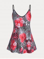 Plus Size & Curve Rose Animal Print Flowy Tank Top -  