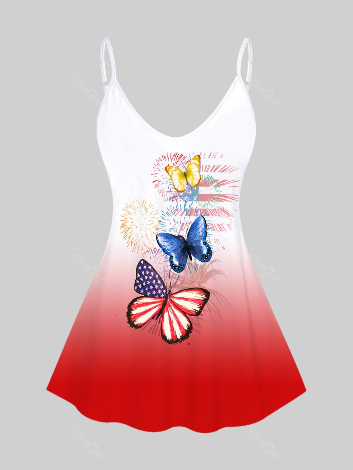 Online Plus Size & Curve Butterfly American Flag Ombre Tank Top  