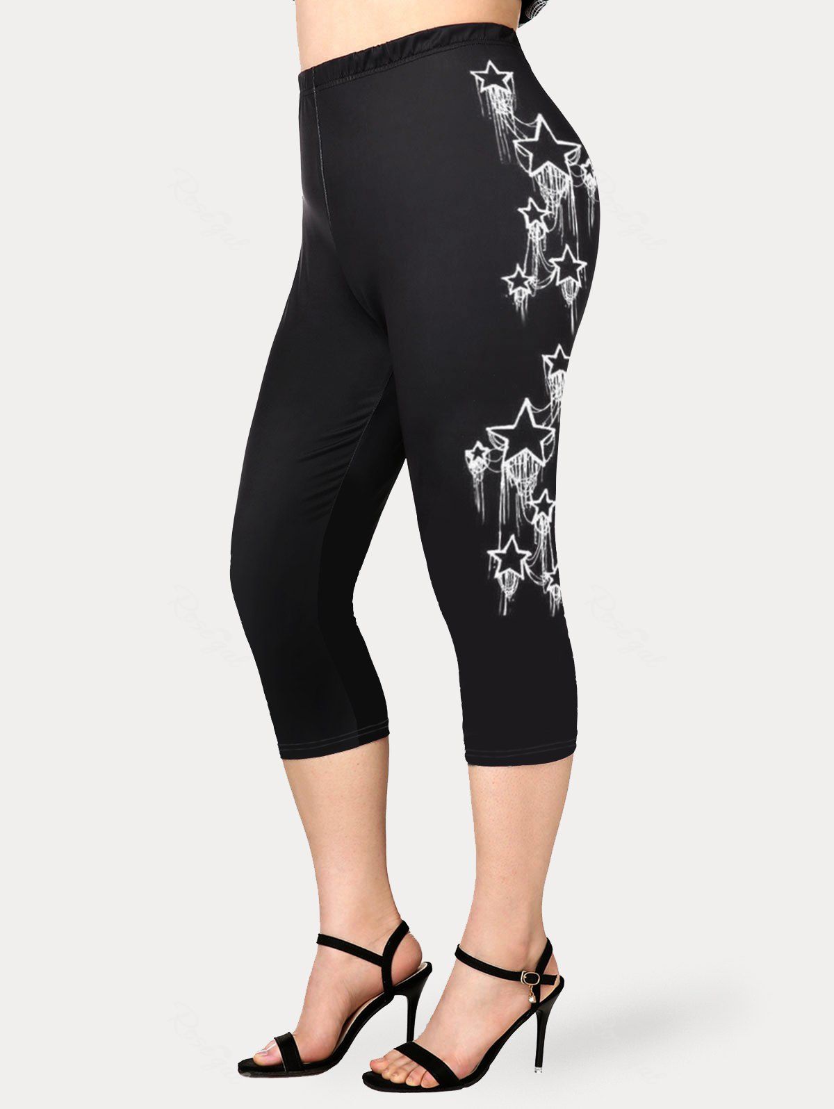 Cheap Plus Size & Curve Stars High Waisted Leggings  