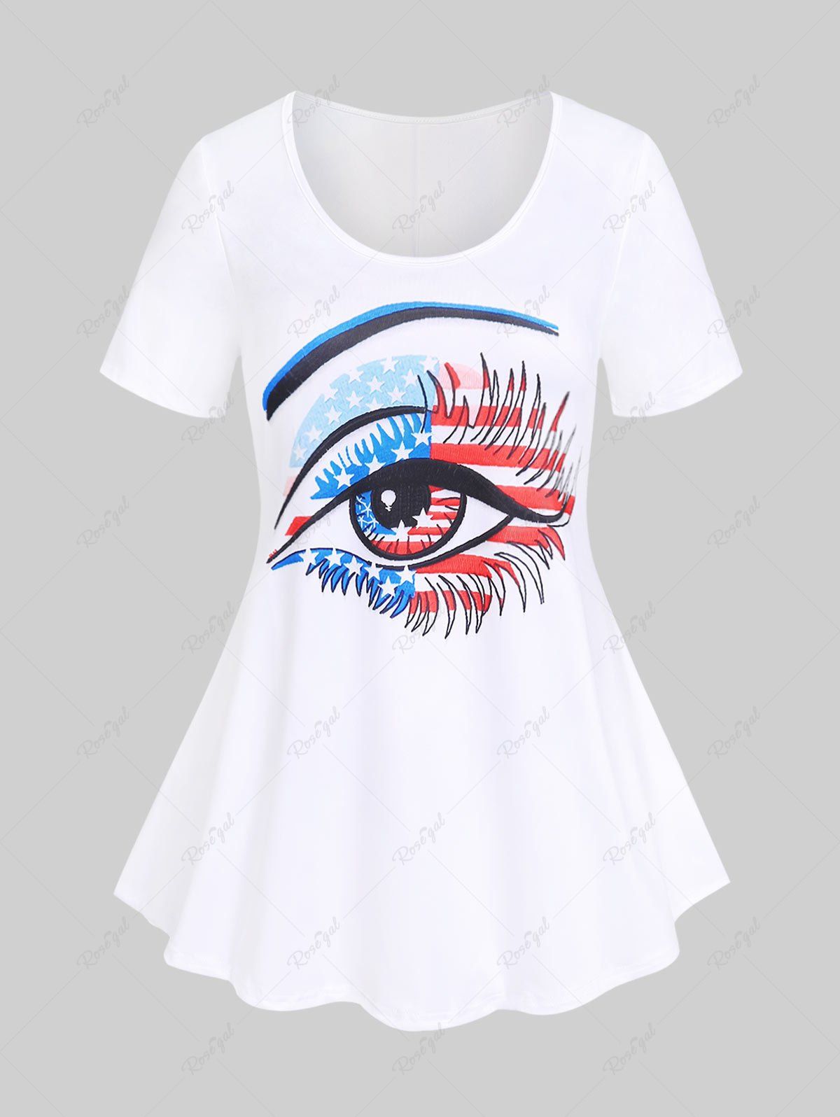 Outfit Plus Size & Curve Patriotic American Flag Eye Print Graphic Tee  