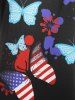 Plus Size Patriotic Cold Shoulder American Flag Butterfly Print Tee -  