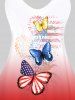 Plus Size & Curve Butterfly American Flag Ombre Tank Top -  