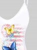 Plus Size & Curve Butterfly American Flag Ombre Tank Top -  