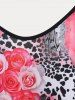 Plus Size & Curve Rose Animal Print Flowy Tank Top -  