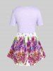 Plus Size & Curve Floral Short Sleeves 2 In 1 T Shirt -  