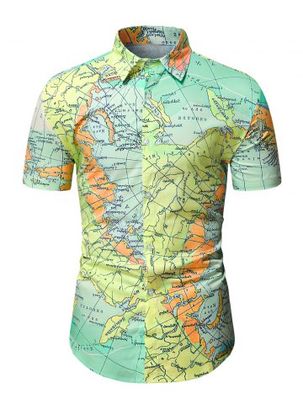 Map Allover Print Casual Shirt