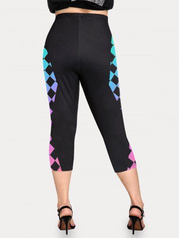 Plus Size & Curve Ombre Geometric High Rise Capri Leggings