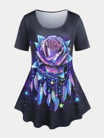Plus Size & Curve Dreamcatcher Rose Print Tee - BLACK - M | US 10