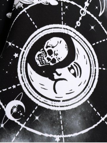 Plus Size & Curve Gothic Crisscross Skull Sun Moon Print Sundress