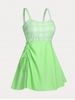 Plus Size & Curve Cinched Plaid Lace Up Swim Dress Set -  