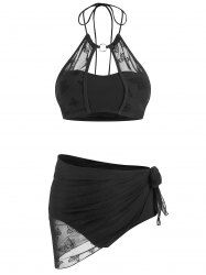 Butterfly Mesh Three Piece Swimsuit -  