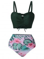 Tropical Print Bikini Swimsuit -  