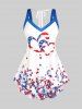 Patriotic American Flag Print Tank Top and Leggings Plus Size Summer Outfit -  