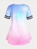 Ombre Flower Butterfly Print Tee and Galaxy Capri Leggings Plus Size Bundle -  