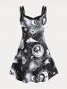 Plus Size & Curve Gothic Crisscross Skull Sun Moon Print Sundress -  