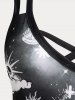 Robe D'Eté Gothique Croisée Courbe à Imprimé Crâne et Lune de Grande Taille - Noir 2X | US 18-20