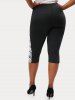 Plus Size Lace Insert Cropped Leggings -  