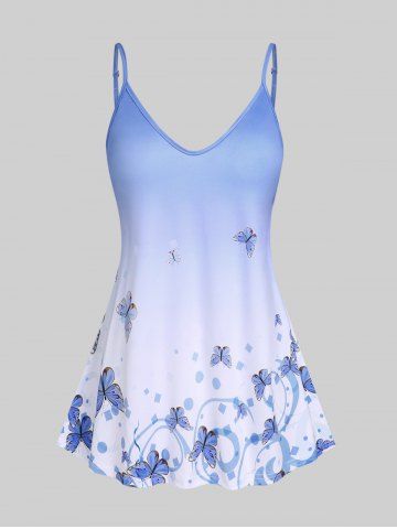 Plus Size & Curve Ombre Butterfly Tank Top