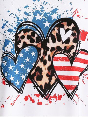 Plus Size & Curve Patriotic American Flag Heart Print Graphic Tee