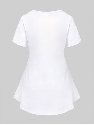 Plus Size & Curve Patriotic American Flag Heart Print Graphic Tee