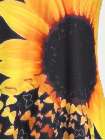 Plus Size Sunflower Print Crisscross Sundress