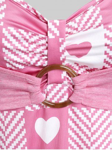 Plus Size Valentines Heart O-Ring Colorblock Tunic Tee