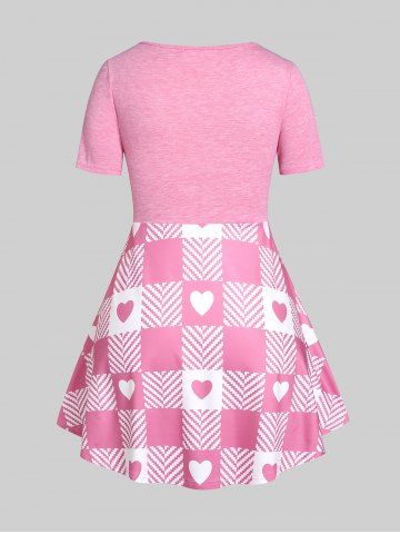 Plus Size Valentines Heart O-Ring Colorblock Tunic Tee
