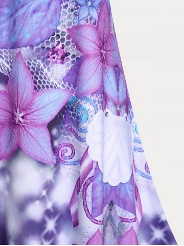 Plus Size & Curve 3D Floral Crisscross Spaghetti Strap Dress