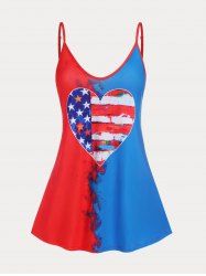 Plus Size & Curve Patriotic American Flag Print Tank Top -  