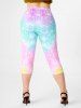 Butterfly Sunflower Tank Top and Ombre Capri Leggings Plus Size Summer Outfit -  