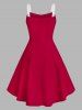 Plus Size Layered Ruffle High Waist Vintage 1950s Dress -  