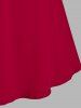 Robe Bicolore Superposée d'Années 1950 à Taille Haute de Grande Taille à Volants - Rouge 2X