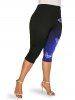 Plus Size & Curve High Waist Butterfly Print Capri Leggings -  