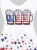 Plus Size & Curve Beer Stars Print Patriotic Tank Top -  