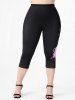 Plus Size & Curve High Waist Butterfly Print Capri Leggings -  