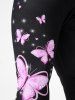 Plus Size & Curve High Waist Butterfly Print Capri Leggings -  