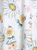 Sunflower Floral Mock Button High Low Long Dress -  