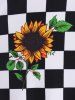 Plus Size & Curve Sunflower Checkerboard Tank Top -  