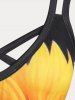 Plus Size Sunflower Print Crisscross Sundress -  