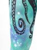 Plus Size & Curve High Waist Octopus Galaxy Print Capri Leggings -  