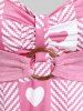 T-shirt Tunique Anneau en O en Blocs de Couleurs Cœur Grande Taille Pour La Saint-Valentin - Rose clair L | US 12