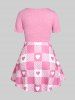 Plus Size Valentines Heart O-Ring Colorblock Tunic Tee -  