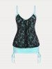 Plus Size & Curve Contrast Lace Panel Backless Cinched Tank Top -  