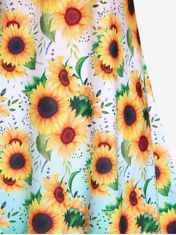 Plus Size & Curve Crisscross Sunflower Print Sundress