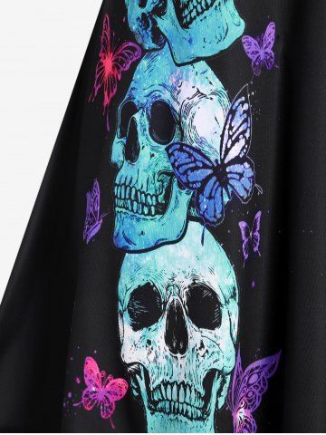 Halloween Plus Size Crisscross Skull Butterfly Print Dress